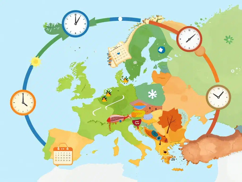 Diagramme des cycles vacances scolaire Europe saisons