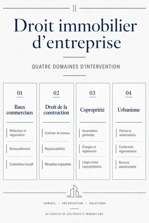 Domaines d'intervention d'un avocat spécialisé en droit immobilier de l'entreprise à Paris