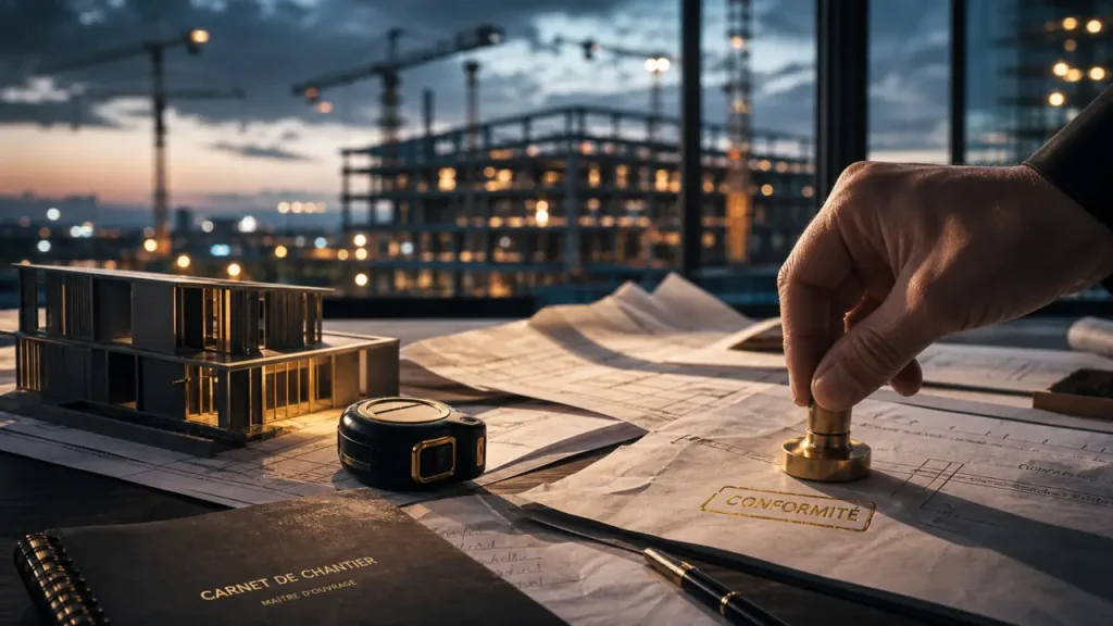 Construction immobilier entreprise : chantier et plans conformes