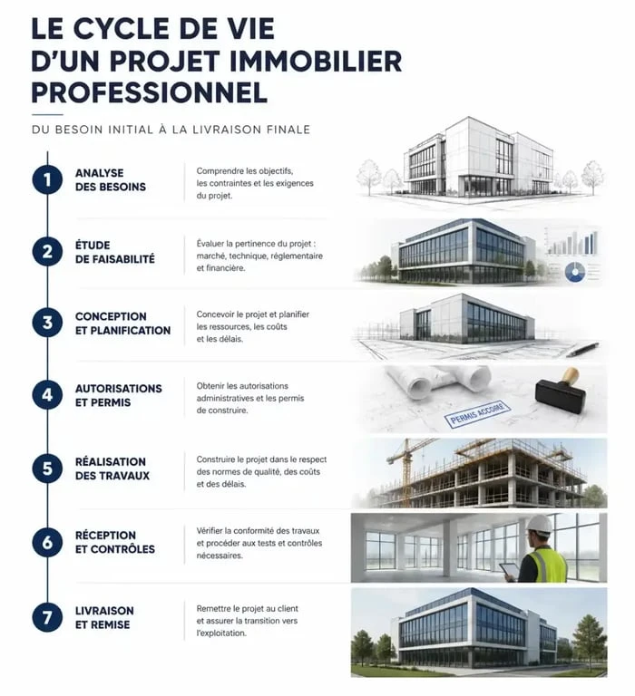 Étapes clés d'un projet de construction immobilier entreprise