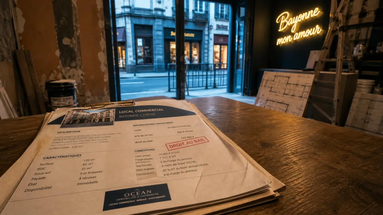 Local commercial bayonne : fiche loyer et droit au bail dans un local en rénovation