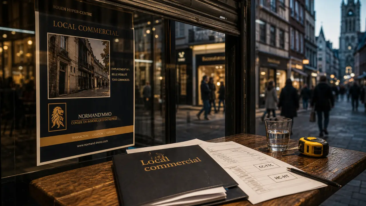 Local commercial rouen en centre-ville : vitrine et dossier de visite