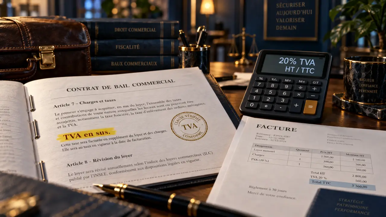 Bail commercial et TVA : local nu, option, 20%