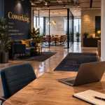esapce coworking lumineux : bureau, cabine téléphonique vitrée et salle de réunion