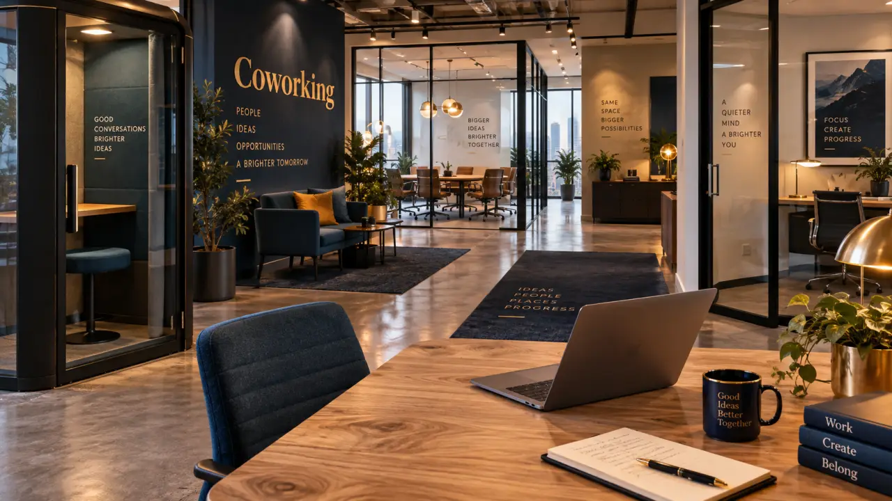 esapce coworking lumineux : bureau, cabine téléphonique vitrée et salle de réunion