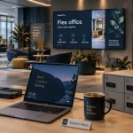 Flex office : bureau hybride sans place fixe, espace de travail partagé