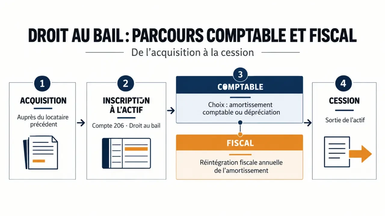 Amortissement du droit au bail : schéma du traitement comptable et fiscal