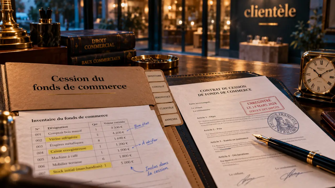 Fonds de commerce : cession du contrat et inventaire